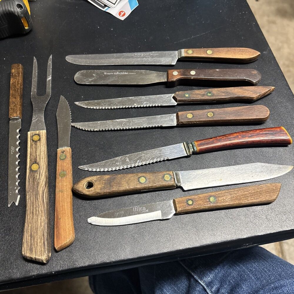 vintage kitchen knives lot used